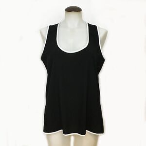 Black Hi Low Tank Top White Trim